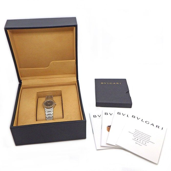 ブルガリ BVLGARI 腕時計 ブルガリブルガリ BB26SS 12ポイント ダイヤモンドインデックス ロゴベゼル ブラック文字盤 SS クオーツアナログ 【中古】