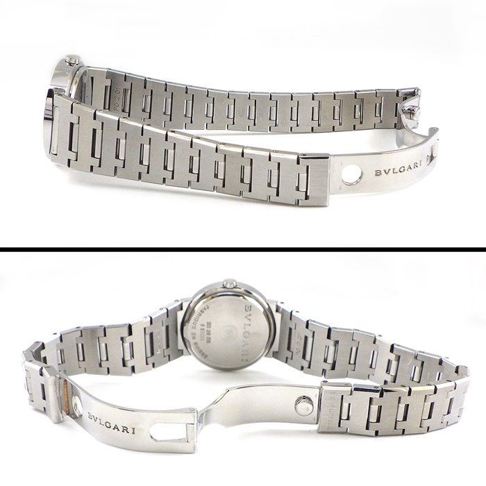 ブルガリ BVLGARI 腕時計 ブルガリブルガリ BB26SS 12ポイント ダイヤモンドインデックス ロゴベゼル ブラック文字盤 SS クオーツアナログ 【中古】