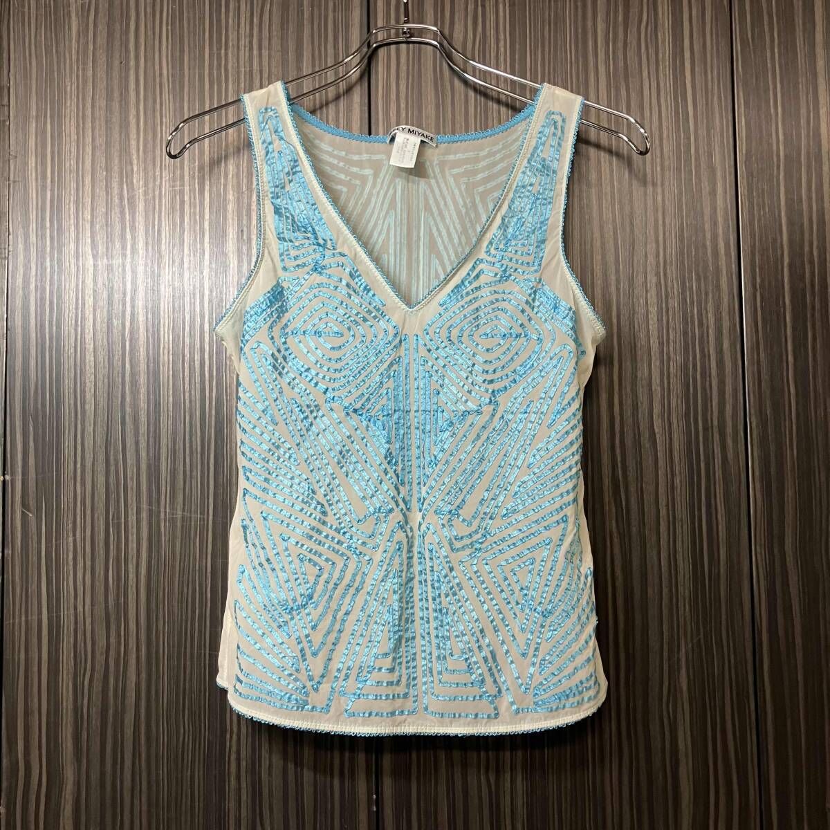 ISSEY MIYAKE キャミソール ノースリーブ チューブトップ テープ刺繍 