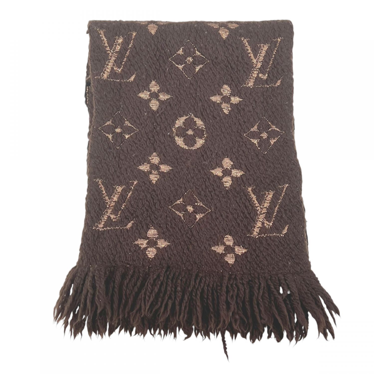 【中古】 LOUIS VUITTON ルイ・ヴィトン M71383 マロン エシャルプ･ロゴマニア シャイン マフラー ストール モノグラム ブラウン 26012086 SA