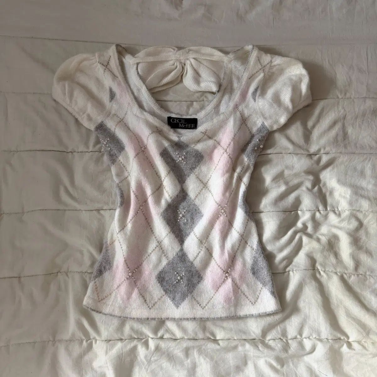 CECIL McBEE セシルマクビー アーガイル ニト stc 姫ギャル 姉ギャル ロギャルトップス 日本 ヴィンテージ いちごミルク