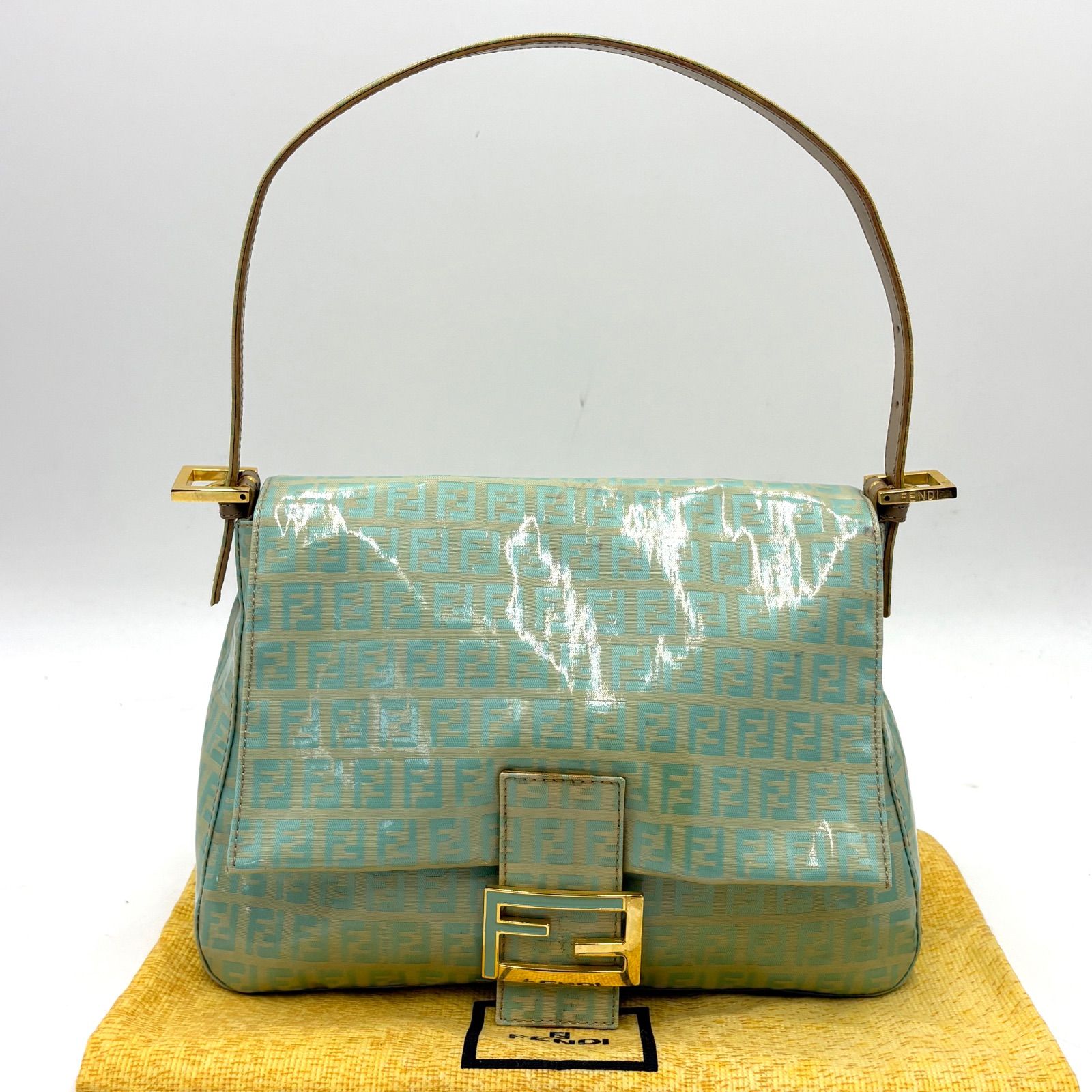 FENDI フェンディ マンマバケット ズッキーノ柄 コーティングキャンバス ライトグリーン 26325