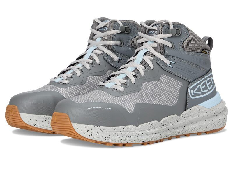 キーン レディース シューズ スニーカー ブーツ Keen Utility Synchro Waterproof Work Boot CarbonFiber Toe Steel GreyGum グレー