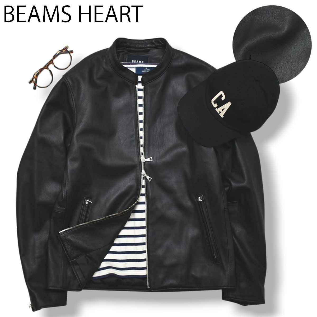 本革】 ビームス ハート BEAMS HEART 羊革 ラム レザー シングル