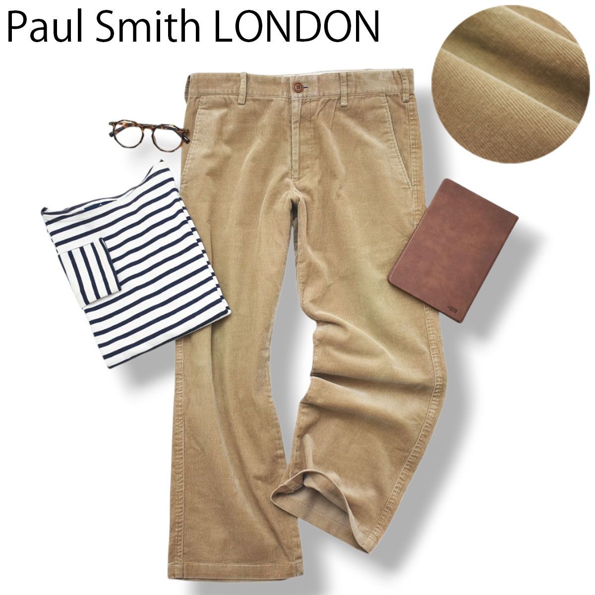 日本製 ポールスミス ロンドン Paul Smith LONDON ストレート 細畝 コーデュロイ チノパン L ベージュ アメカジ ストリート カジュアル メンズ 男性用