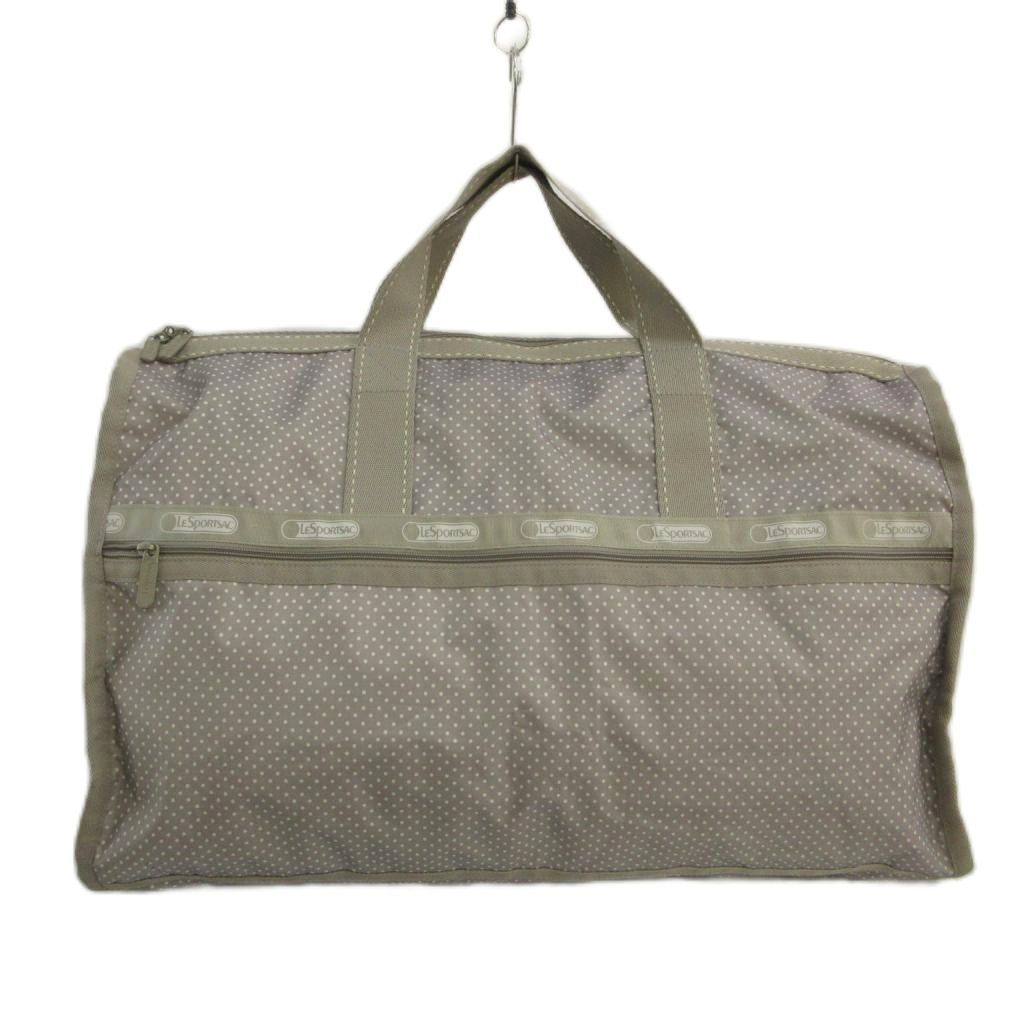 レスポートサック LesportSAC ボストンバッグ 旅行カバン ナイロン 水玉 ドット柄 ロゴ 総柄 グレー /XZ ■GY18