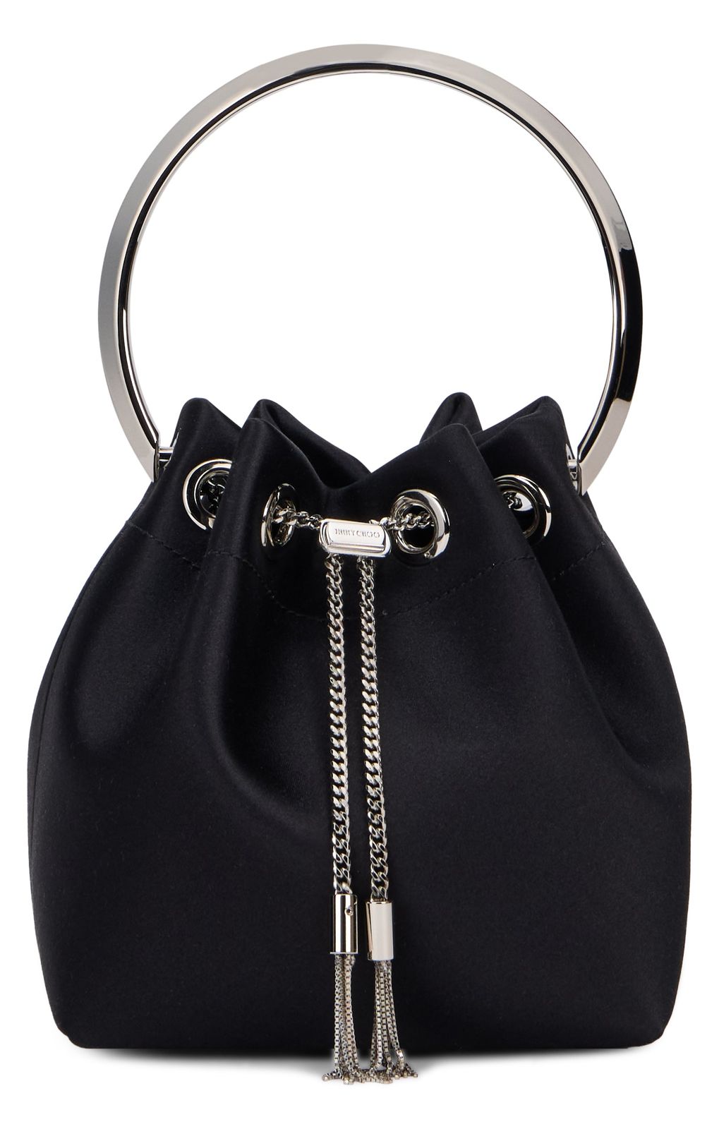 【新品・最安値】Jimmy Choo Satin Bon Bon bag ハンドバッグ TU VBONBONFUQ_BLACKSILVER 58,080円
