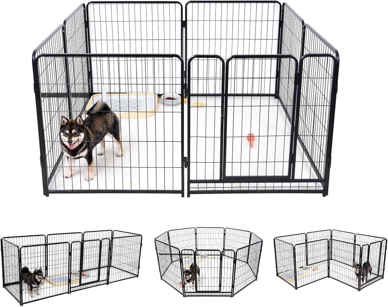KiraTakuペットサークル中大型犬用スチール製犬ケージフェンス組立簡単複数連結可能室内室外兼用組み替えOK高さ80cm8枚セット