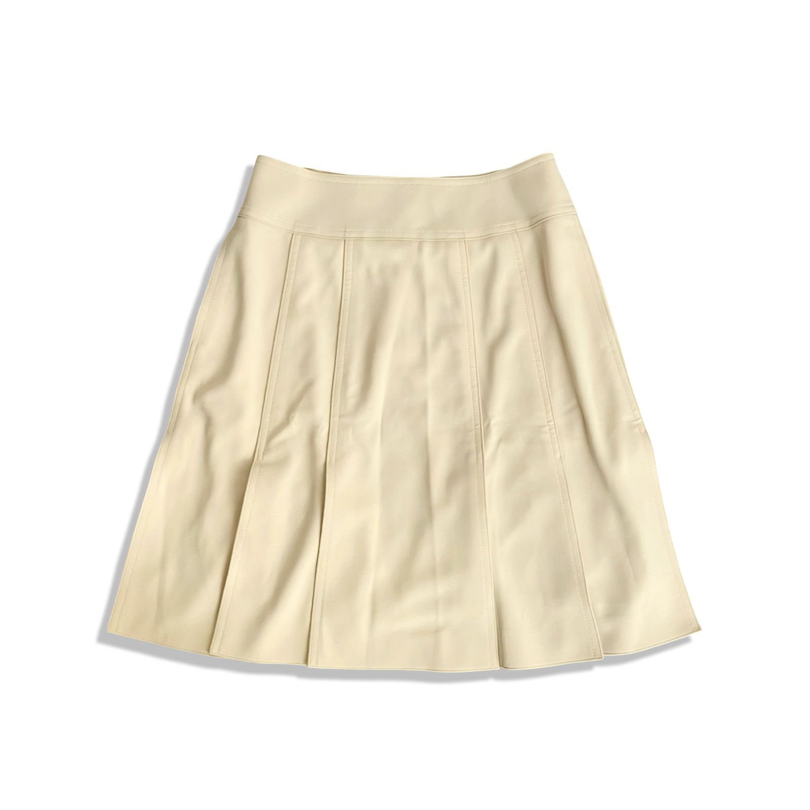 FOXEY NEW YORK フォクシー ニューヨーク プリーツ スリット スカート size 40 ベージュ 膝丈 23795