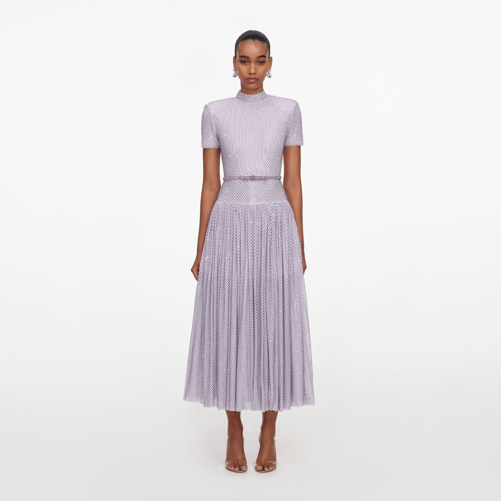 【新品・最安値】Self-Portrait Long dress with short sleeves and rhinestones ショートパンツ 6