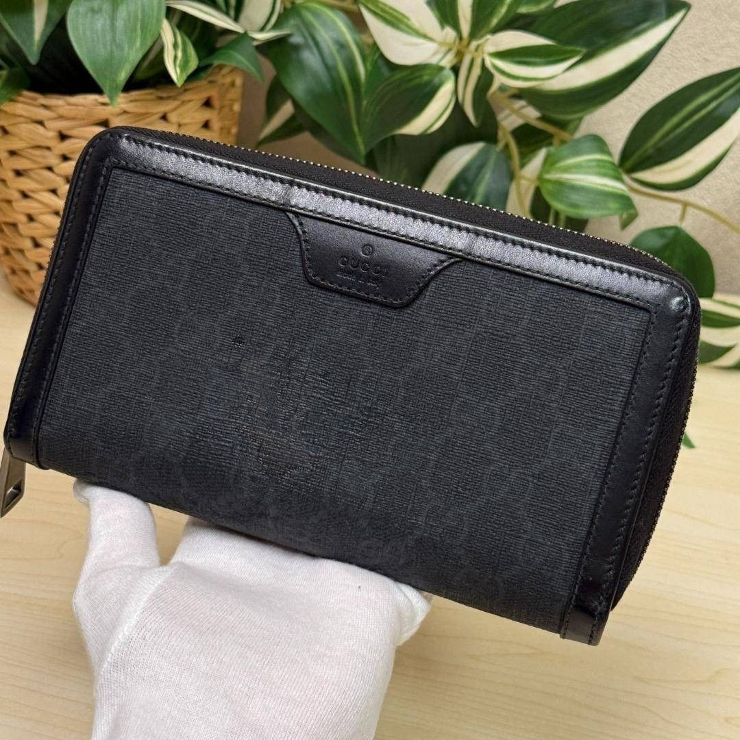 GUCCI グッチ 322147 GGスプリーム ラウンドファスナー長財布 ブラック