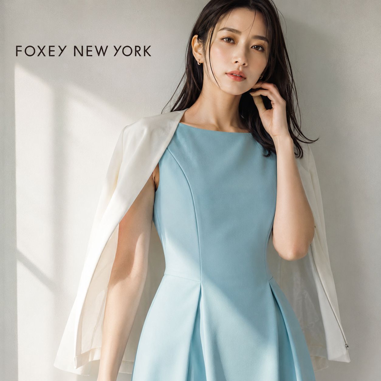 FOXEY NEWYORK 41016 未使用に近い ワンピース ドレス ハイドレンジア 