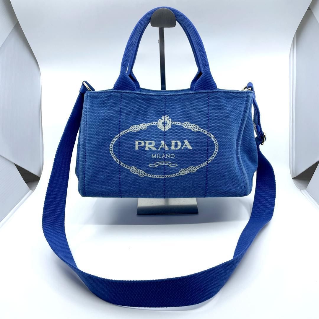 PRADA　カナパ　ブルー　トート　ハンド　2way　キャンバス