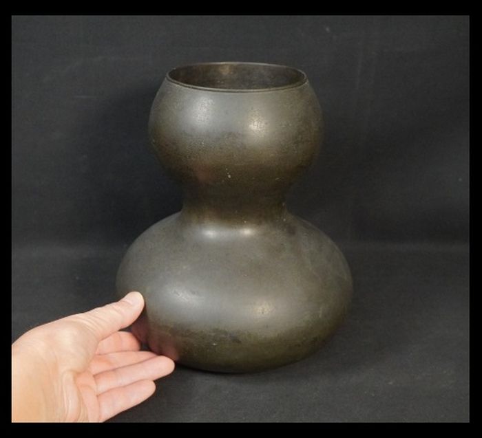 銅器　瓢箪　花器　ひょうたん　ひさご　華道　飾壺　１５８５ｇ　