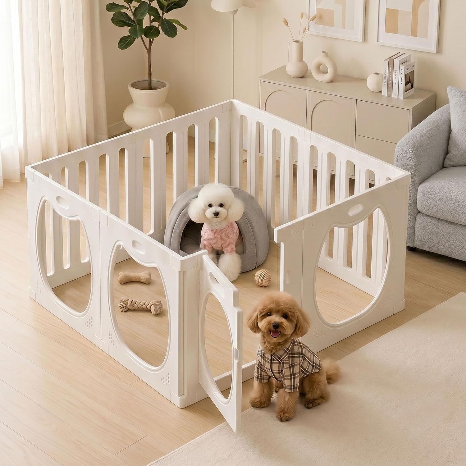 Miren 犬サークル 室内 ペットサークル 8枚セット 透明アクリルパネル4枚 約100×100×60cm 子犬・小型犬・中型犬 折りたたみ 7,592円
