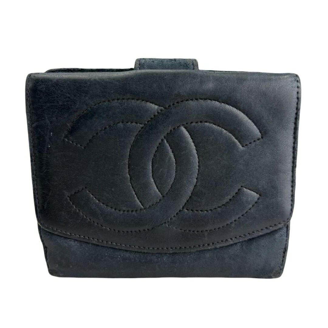 シャネル CHANEL 2つ折り財布 ブラック 4423544 レディース