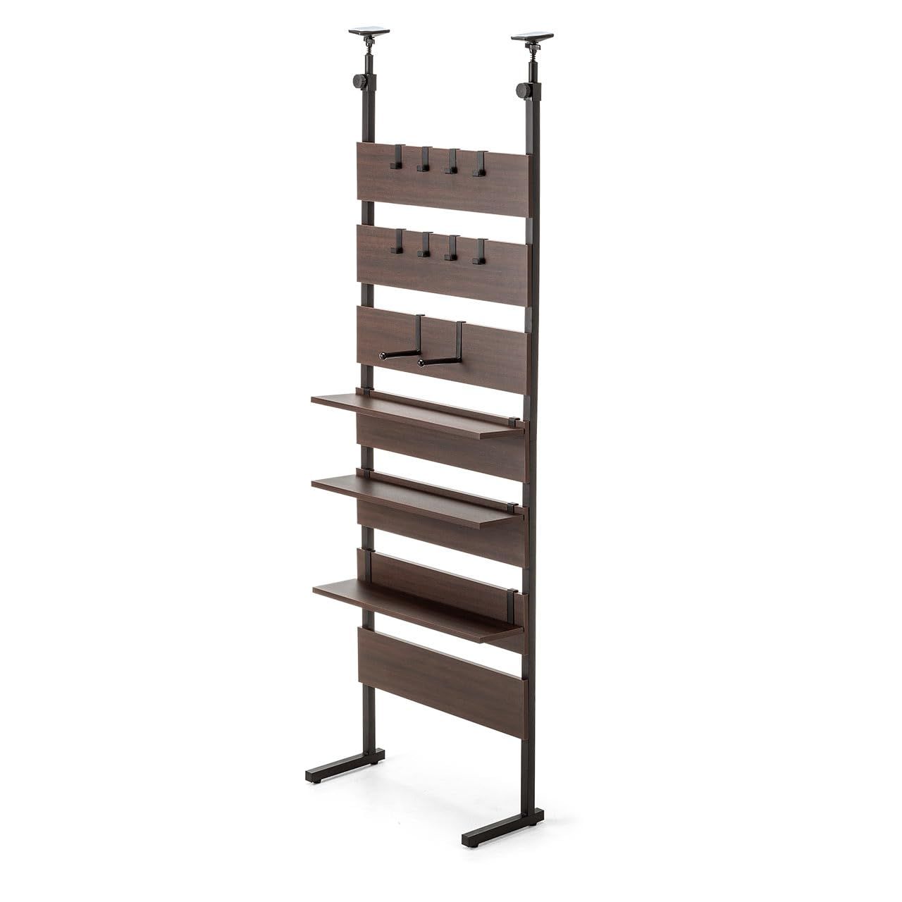 ☆新品☆サンワダイレクト 突っ張りラック 棚 幅60cm 壁面収納 高さ194?258cm 総耐荷重60kg ダークブラウン 100-TSF002BR