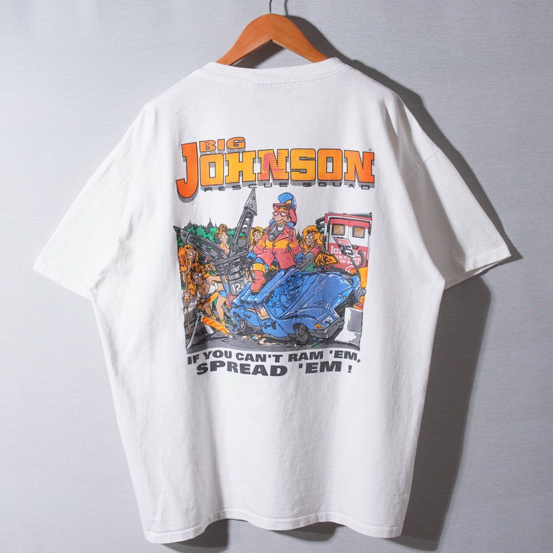 90s USA製 ビッグジョンソン BIG Johnson Tシャツ XL ホワイト