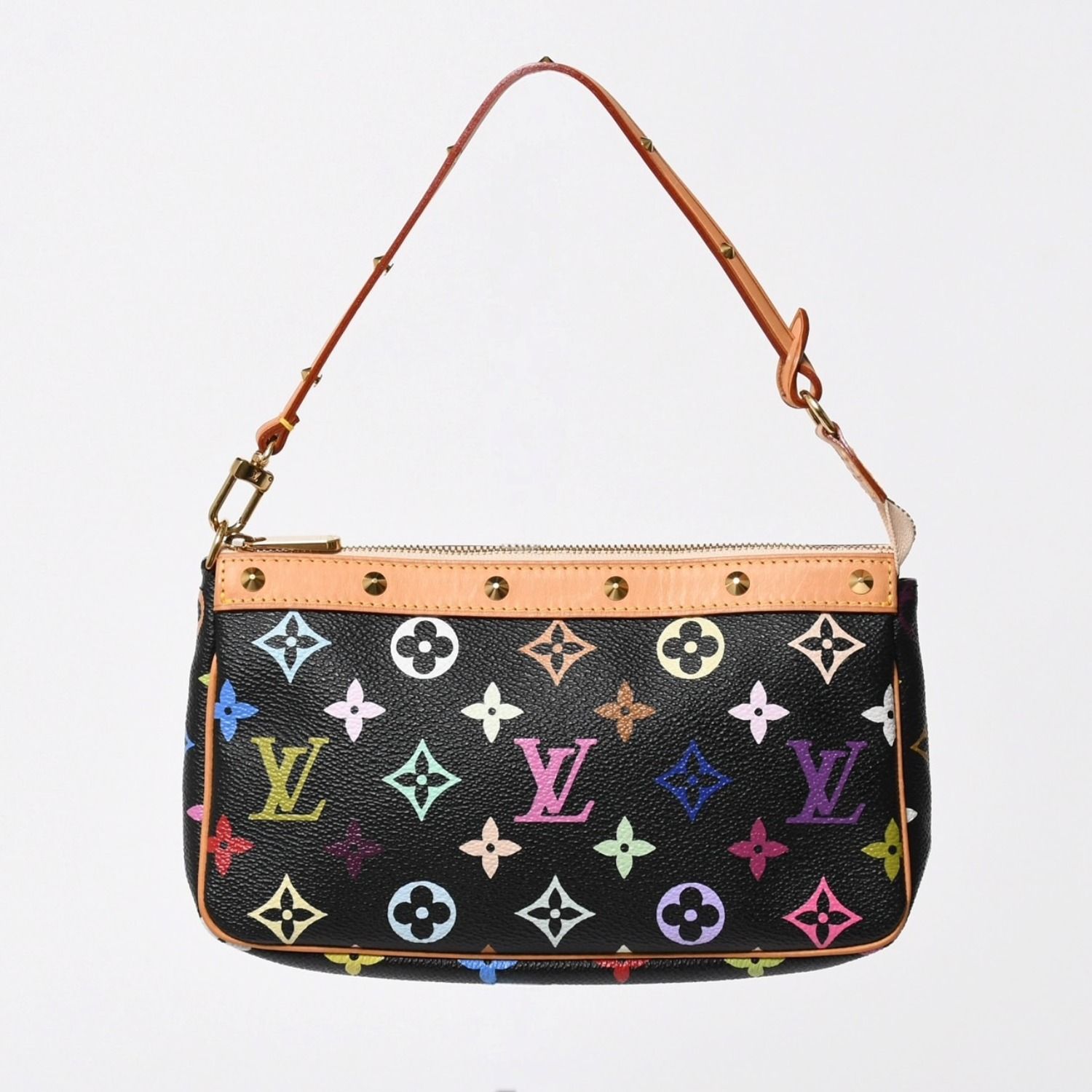 新品同様 LOUIS VUITTON ルイヴィトン ポシェットアクセソワール アクセサリーポーチ M92648 モノグラム マルチカラー ブラック 中古 4a007171