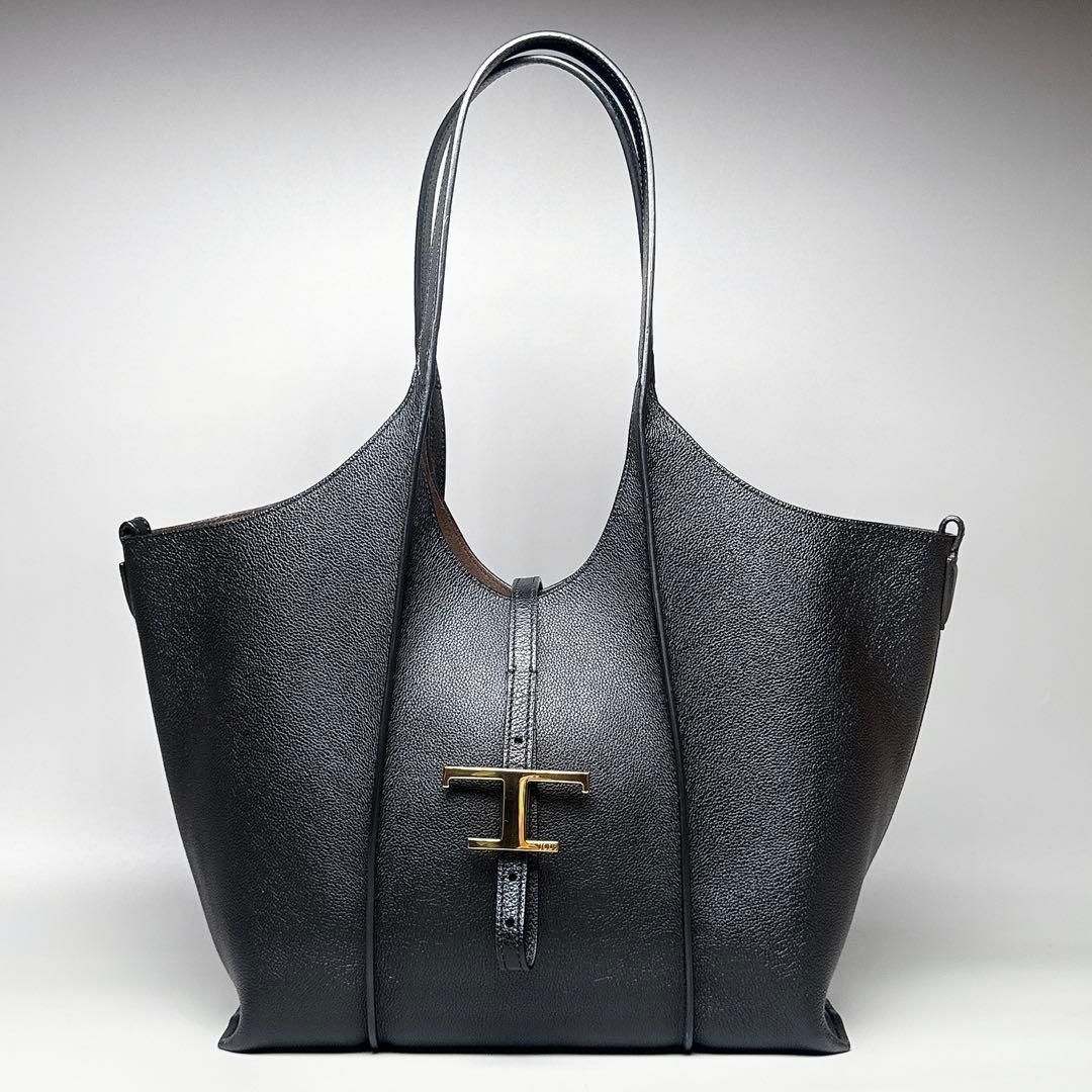TOD'S / Tタイムレス レザーショッピングバッグ スモール ブラック