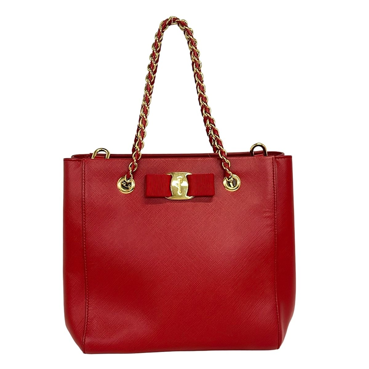 FERRAGAMO/SalvatoreFerragamo(サルバトーレフェラガモ) ハンドバッグ ヴァラ レッド チェーンハンドル レザー 14,874円