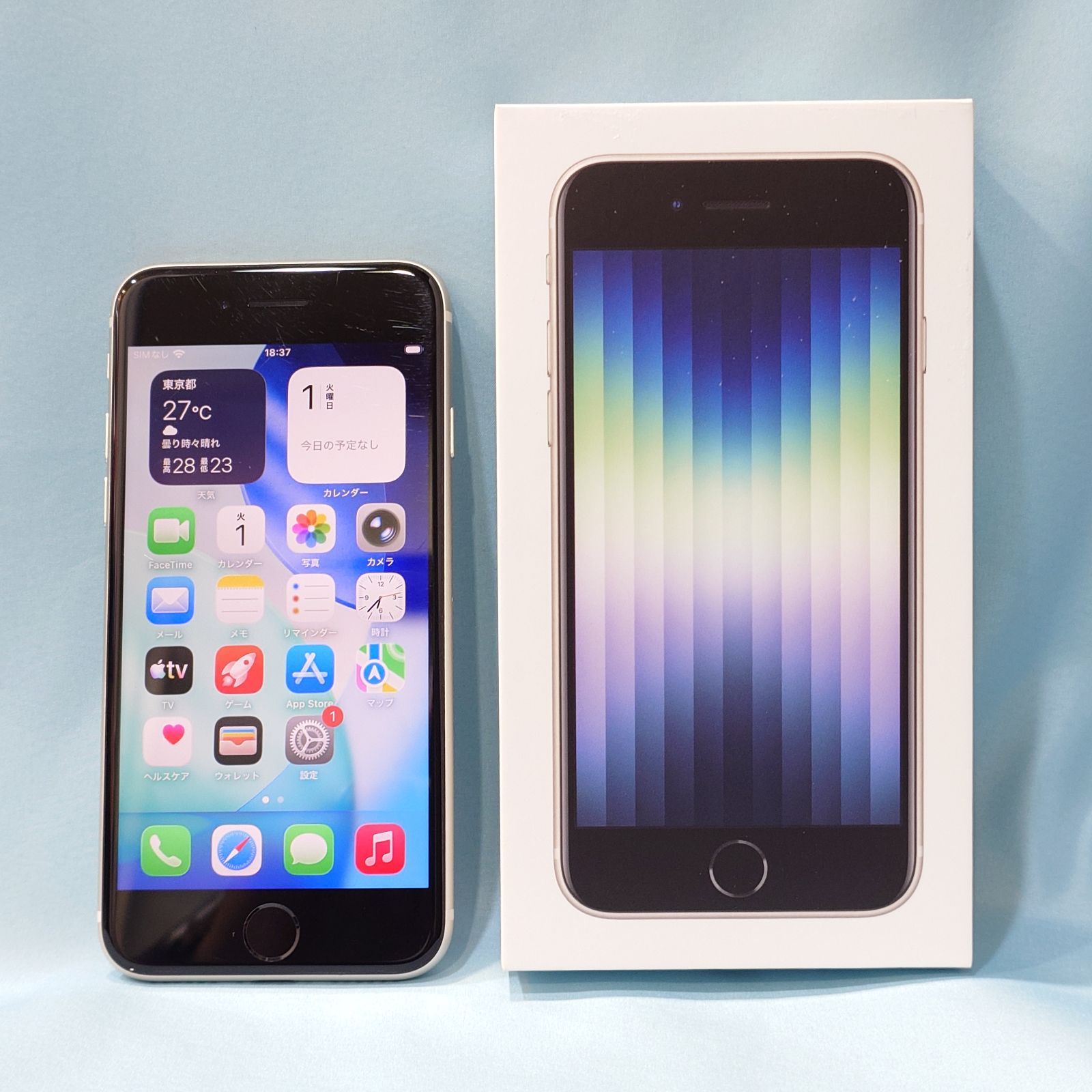 Apple iPhoneSE3(第3世代) 64GB SIMフリー A2782 3K433J/A 本体 元デモ機 日本国内販売モデル スターライト au〇 901-3