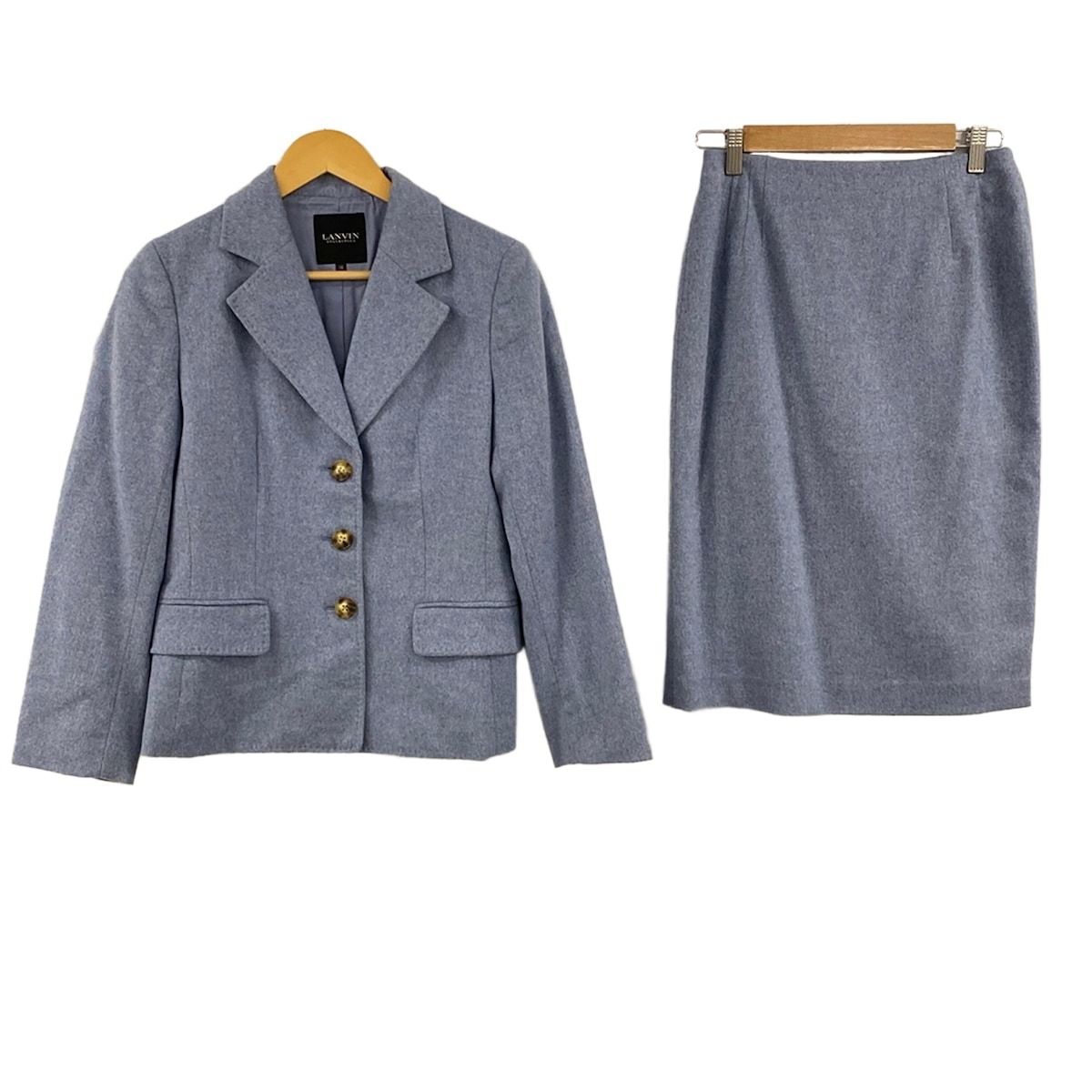 LANVIN COLLECTION(ランバンコレクション) スカートスーツ レディース - ブルー アンゴラ混/カシミア混/肩パッド