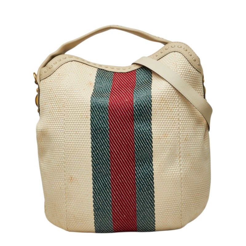 グッチ シェリーライン トートバッグ ショルダーバッグ 2WAY 269933 アイボリー キャンバス レディース GUCCI【1-0285795】