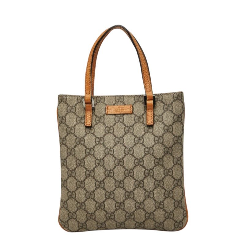 グッチ GGスプリーム ハンドバッグ ミニトートバッグ 114600 ベージュ オレンジ PVC レザー レディース GUCCI【1-0286962】