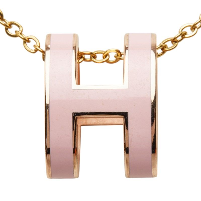 エルメス ポップアッシュ ペンダント ネックレス ゴールド ピンク メッキ レディース HERMES【252-87929】