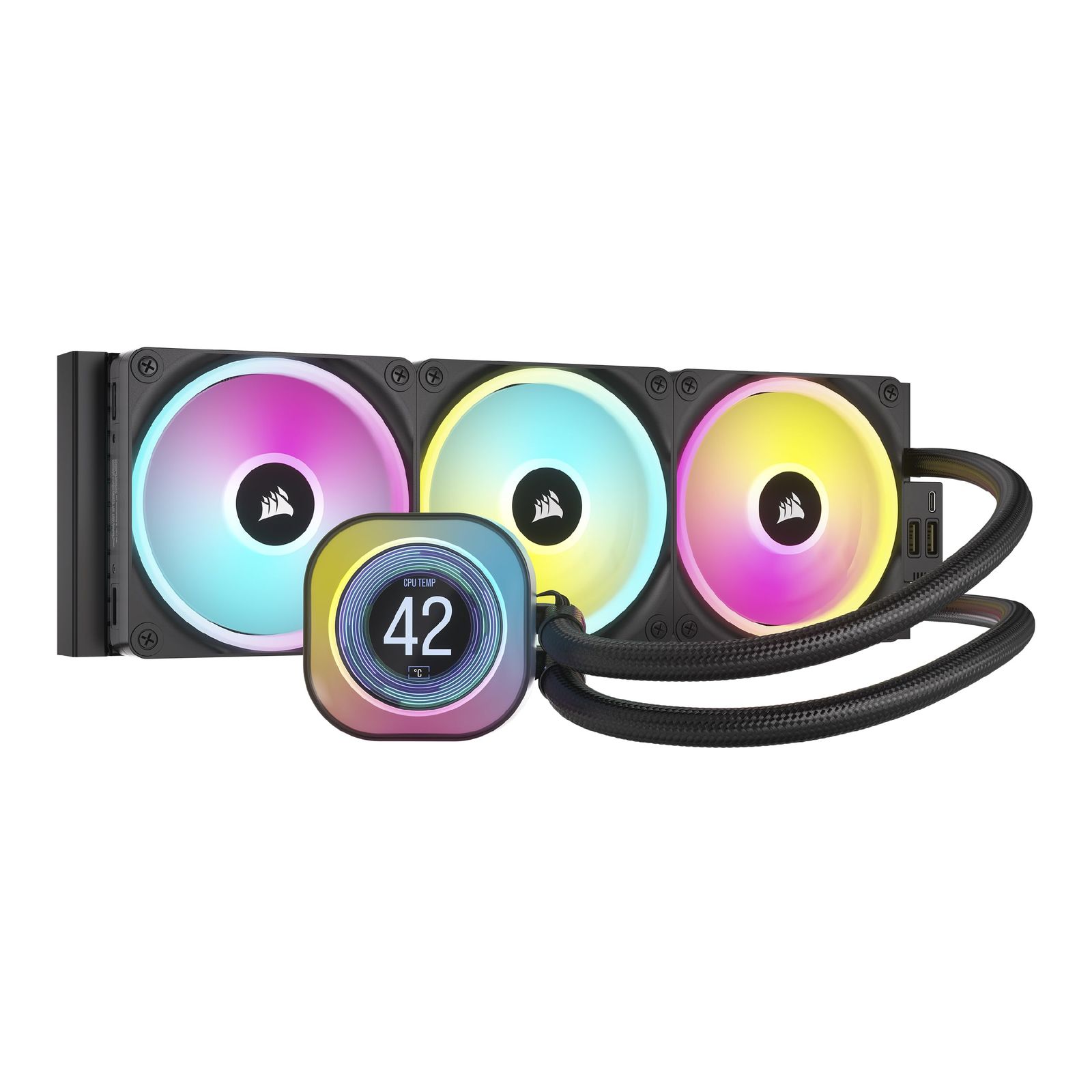 CORSAIR iCUE LINK H150i LCD AIO 水冷式 CPU クーラー - 【QX120 RGB ファン/IPS LCDスクリーン付き】 - 360mm ラジエーター Intel LGA 1700、AMD AM5 に対応 - iCUE LI