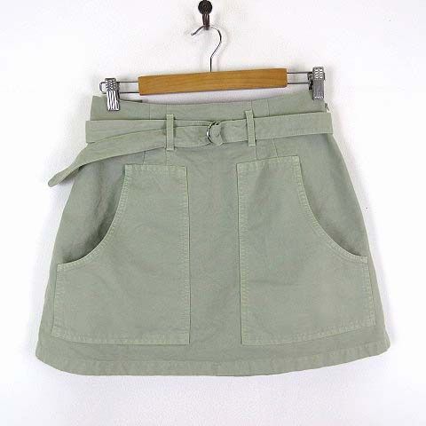 プラダ PRADA 2024SS オールドキャンバス ミニスカート Old Canvas Miniskirt トライアングル ロゴ ウエストベルト M 40 カーキ オリーブ P131YH S000 15D4 国内正規品 美品