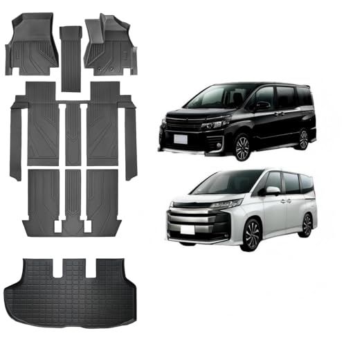 SCHACCESS 2014年1月-現行 5枚セット 専用 3D車用トヨタ ヴォクシー/ノア 80系前後期7人乗りガソリンフロアマット+ステップマット+ ラゲッジマット防水 TPE素材 滑り止め 高耐久 取付工具不要 (2014年1月-現行トヨタ ヴォ送料無料