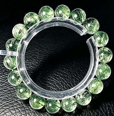 【新品】 天然石（原石） 上質EU製★MATEIYSA繁栄を呼ぶ★35A天然水晶宝石グリーンルチル★ブレスレット超巨大11mm★ 26101619