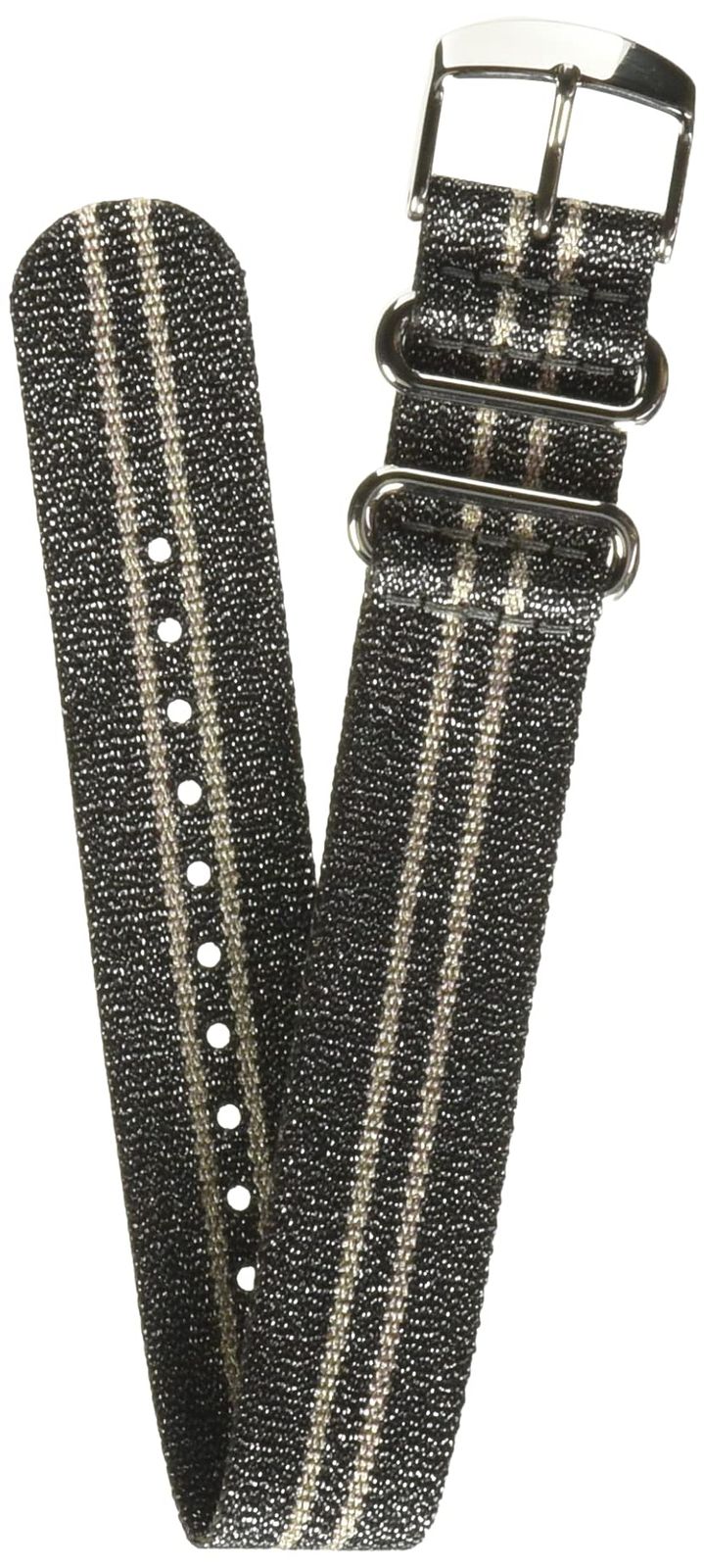 Timex シングルレイヤー 20mm スリップスルーストラップ グラファイト/ブラッシュストライプ メタリック [グラファイト/ブラッシュストライプメタリック。]
