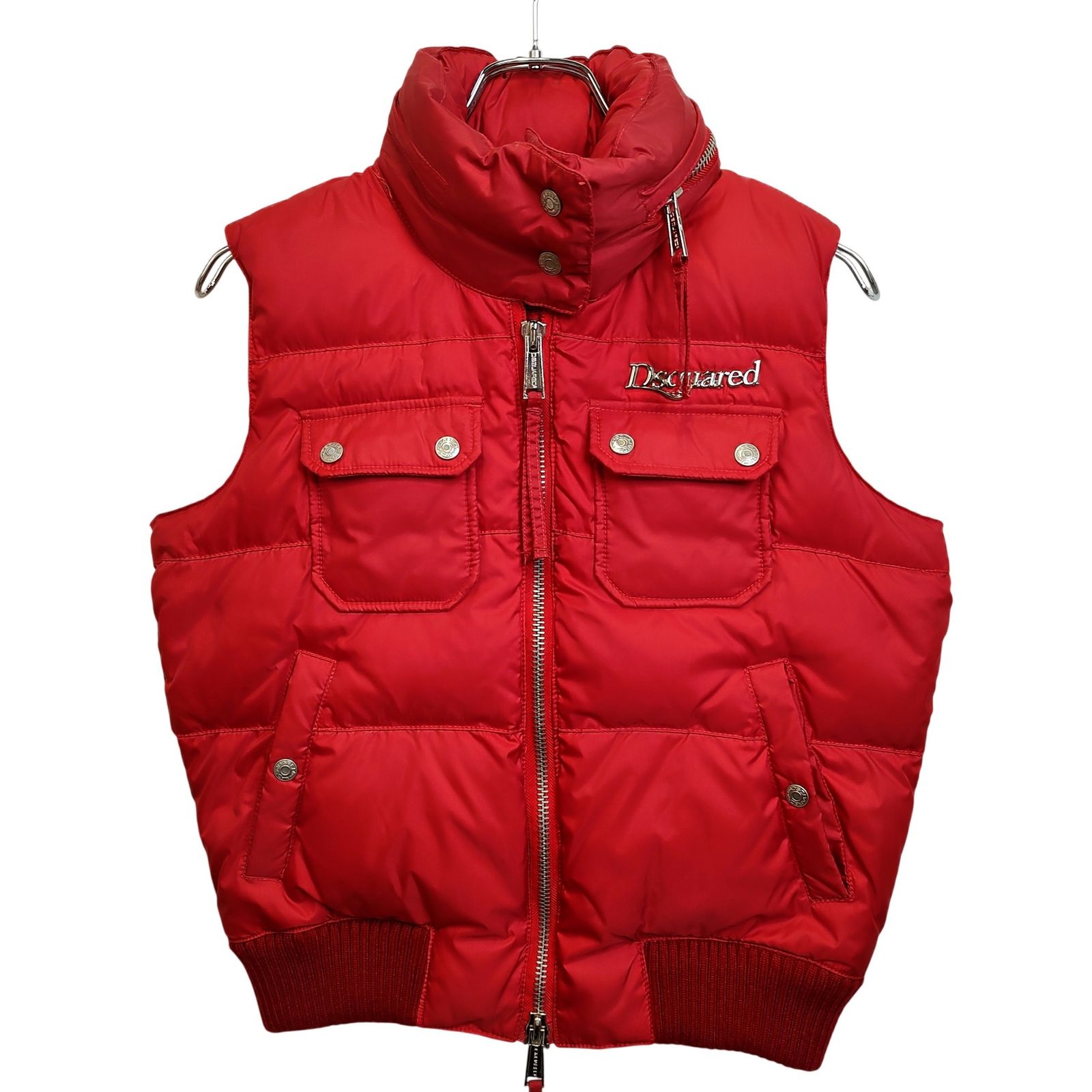 DSQUARED2 ダウンベスト 赤 メンズ 防寒 ベスト レッド DSQUARED2 ディースクエアード メタルロゴ ダウンベスト 02002/01/01