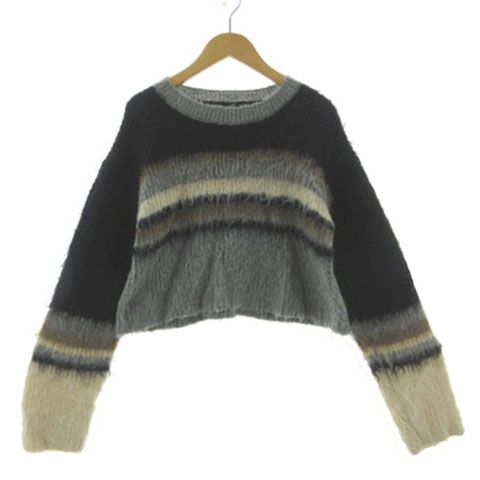 メゾンスペシャル MAISON SPECIAL マルチボーダーショートニットトップス 21242365311 長袖 ウール混 ブラック 黒 グレー ブラウン 茶 ベージュ F 6,586円
