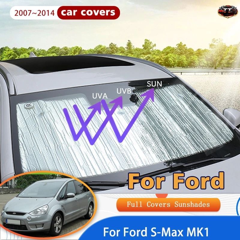 フルカバー サンシールド フォード S-MAX MK1 SMAX S MAX 2007~2014 2010 車用サンプロテクション フロントガラス サイドウィンドウバイザ