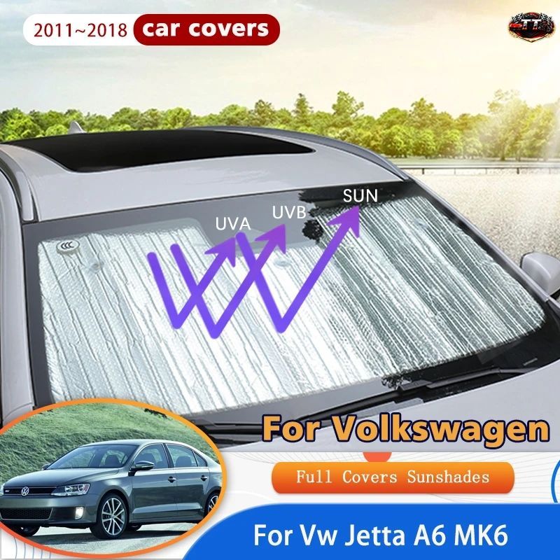 フルカバーサンシールド VW フォルクスワーゲン ジェッタ A6 MK6 2011～2018 2015 車用サンプロテクション フロントガラス サイドウィンド