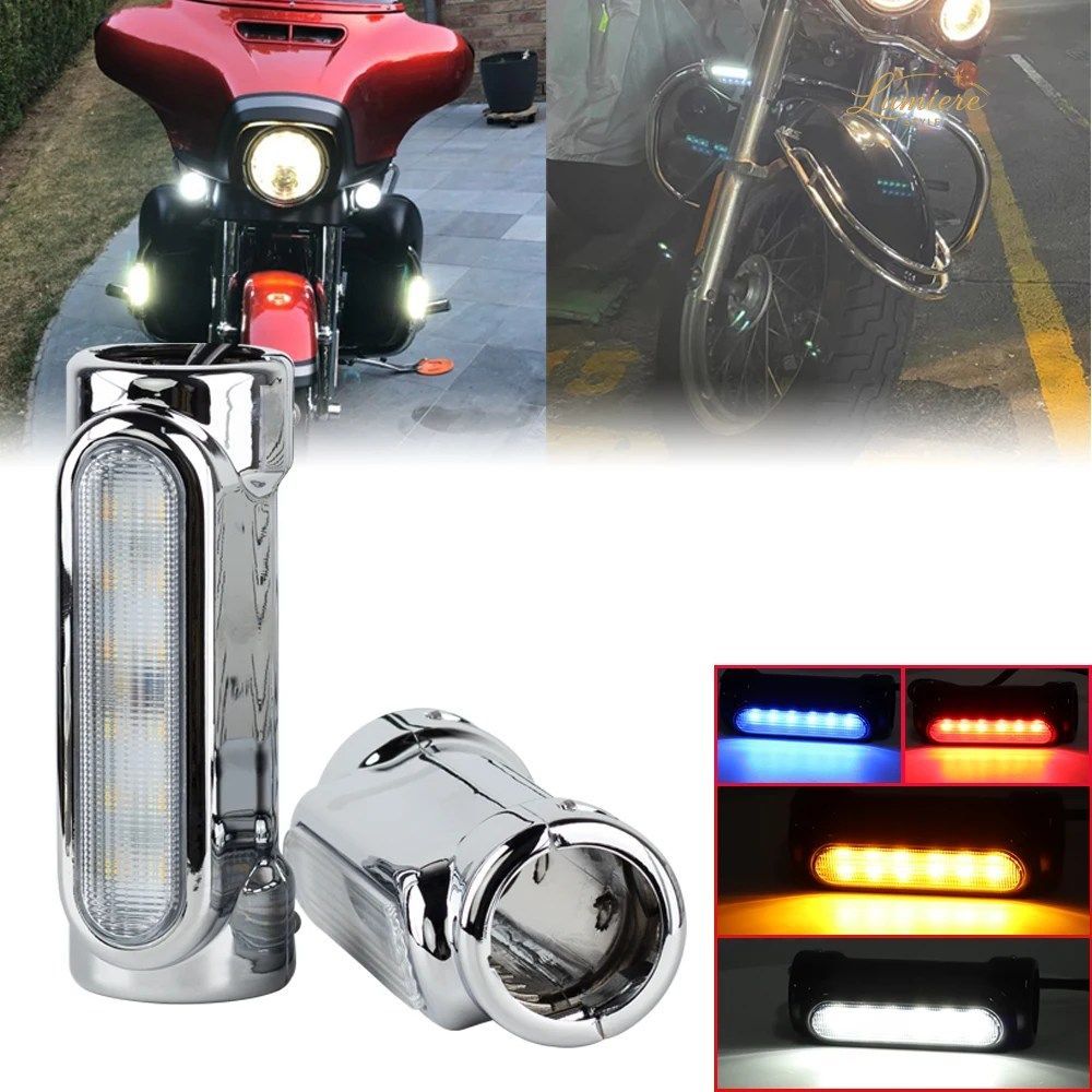 ハーレー用ターンシグナルバイクツーリングバイクバンパーライトモーターサイクルハイウェイバースイッチバックドライビングライトホワイト 7,935円