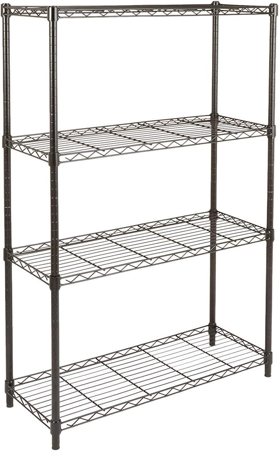 ベーシック スチールラック 90cm幅 4段 メタルラック 耐荷重635kg キッチン 業務用 ブラック 組み立て簡単 高さ調節可