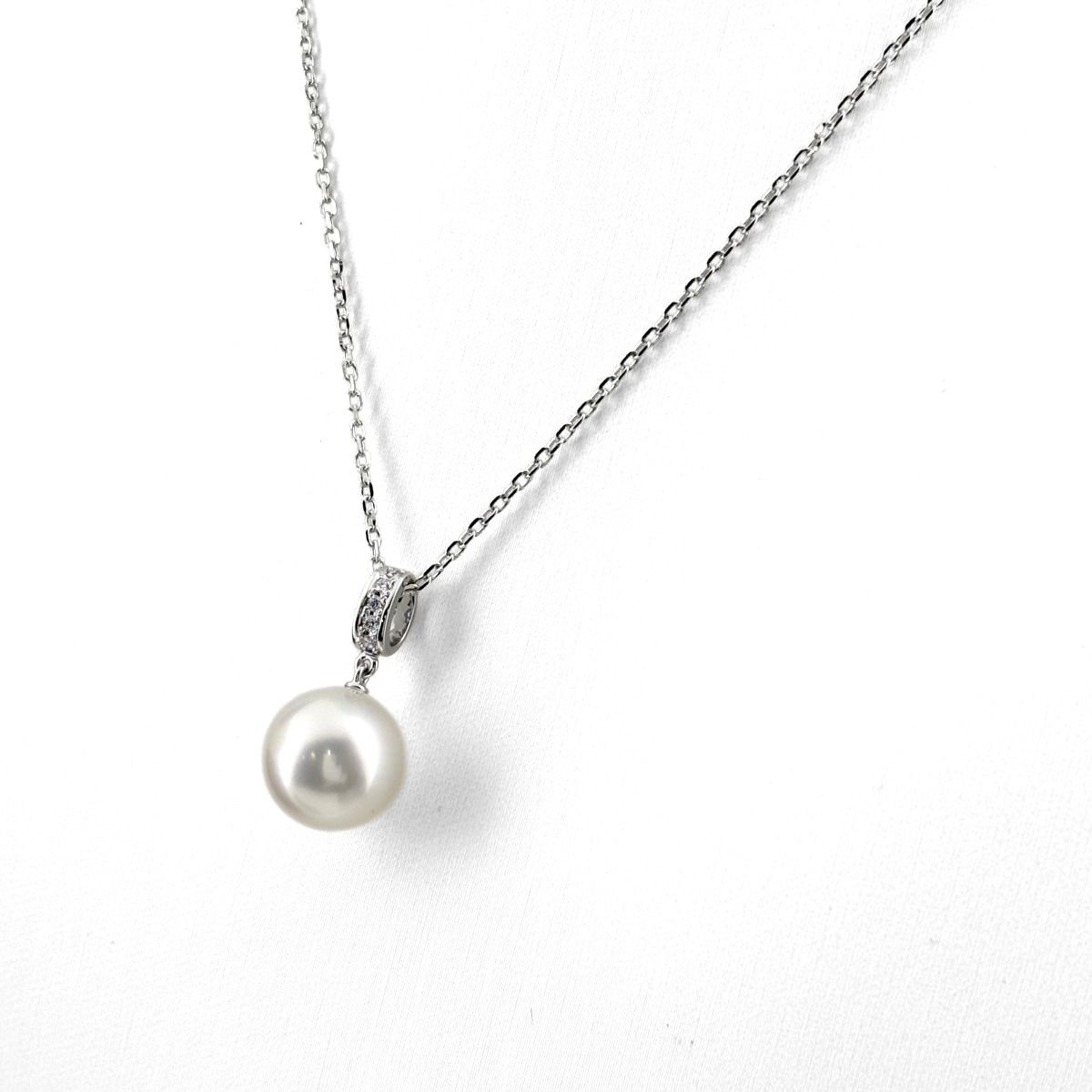 ミキモト MIKIMOTO パール ペンダント メレダイヤ 真珠 ネックレス K18 パール ダイヤモンド レディース 【中古】