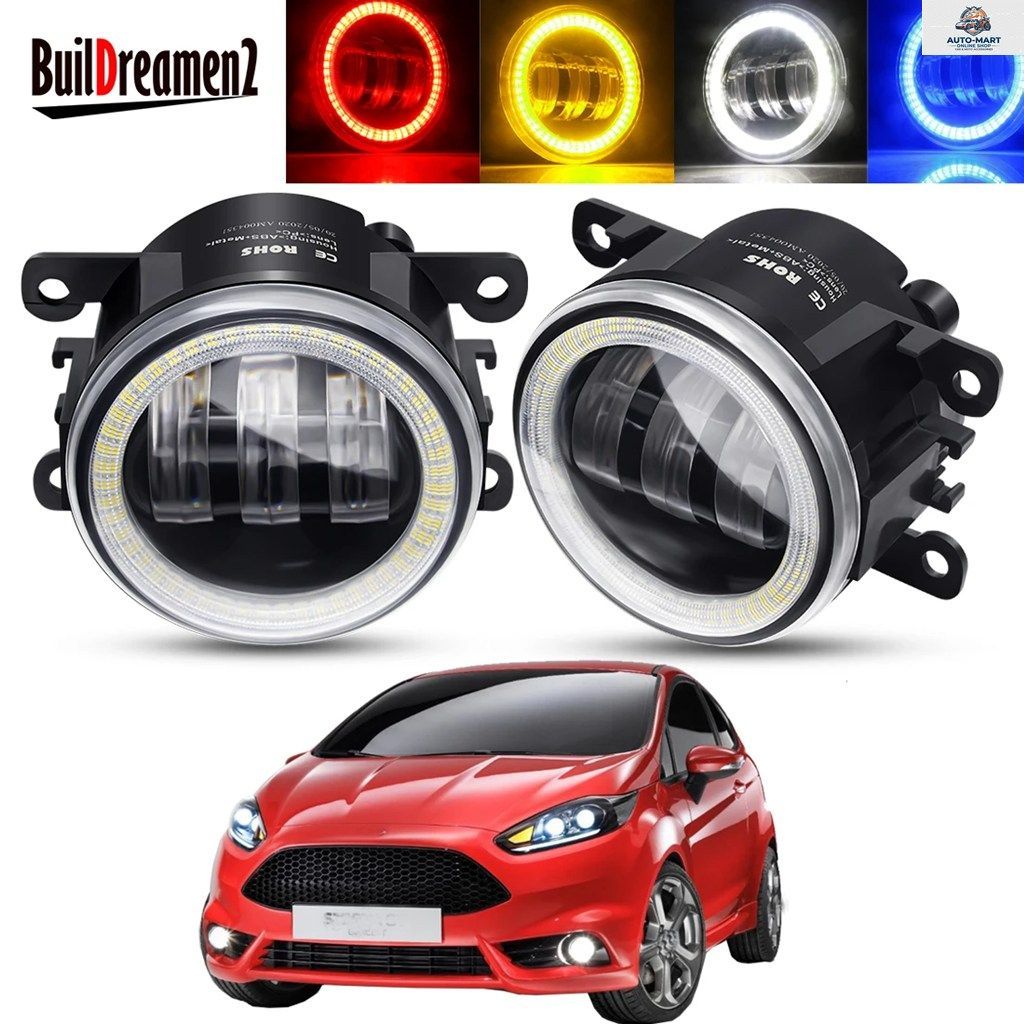 フォード フィエスタ 2001-2015 用 エンジェルアイ フォグライト アセンブリ 2 ピース 車用フロントバンパー LED レンズ フォグ ドライビン