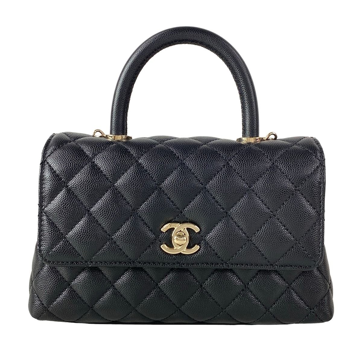CHANEL(シャネル) ハンドバッグ美品 スモール トップハンドル フラップ バッグ/マトラッセ/ココハンドルXS A92990 黒 ゴールド金具 425,115円