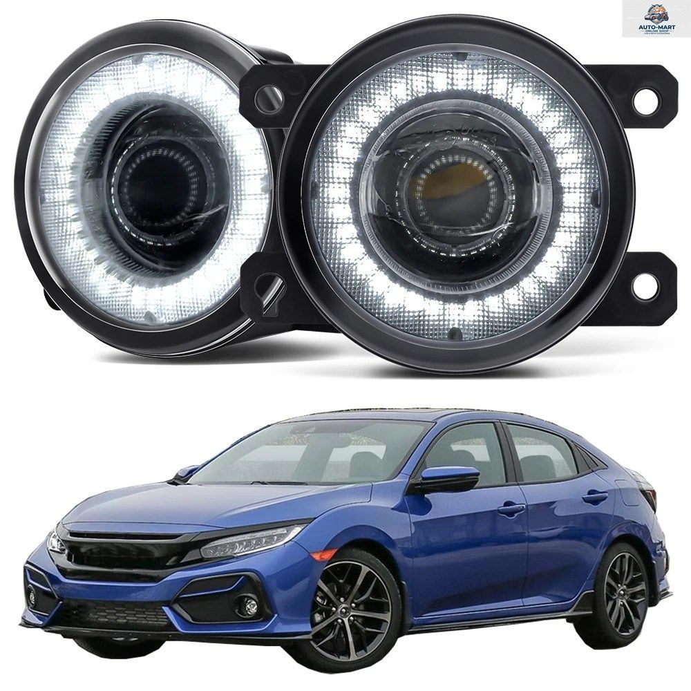 ホンダ シビック 2016-2021 用 2 X 30W フォグランプアセンブリタイプ R カー LED レンズ エンジェルアイ DRL デイタイム ランニング ライ