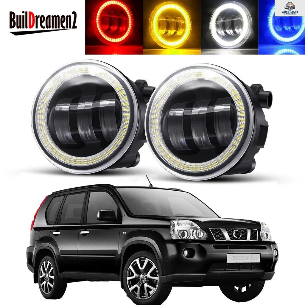 日産エクストレイルT312007-2012年式用エンジェルアイフォグライトアセンブリ2個セット 30W 車用LEDレンズ フォグランプ デイタイムランニ