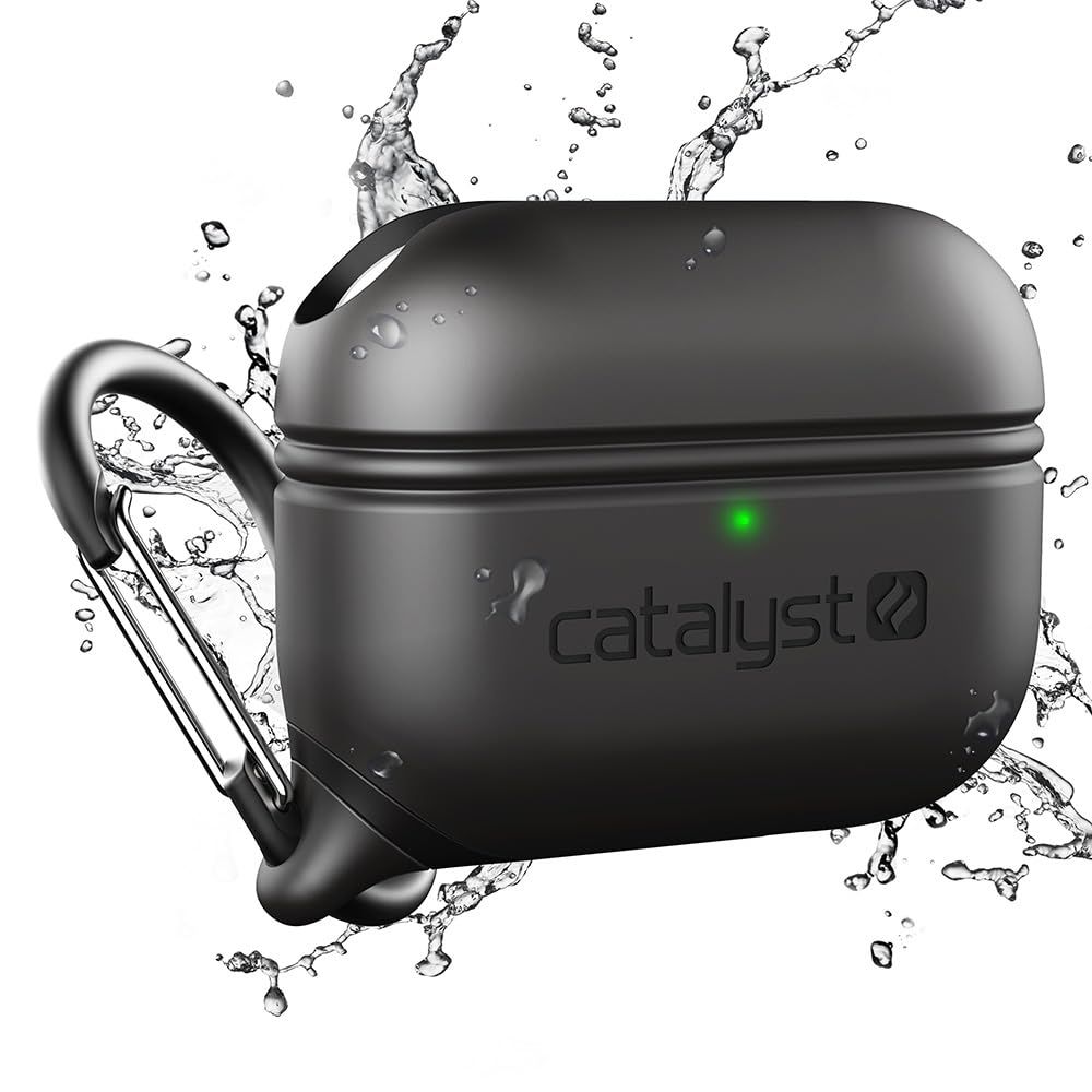 Catalyst 防水ケース AirPods Pro 第2世代 AirPods Pro 第1世代用 - ワイヤレス USB-C 充電 対応 一体型 カラビナ付き高落下保護ケース [ブラック]