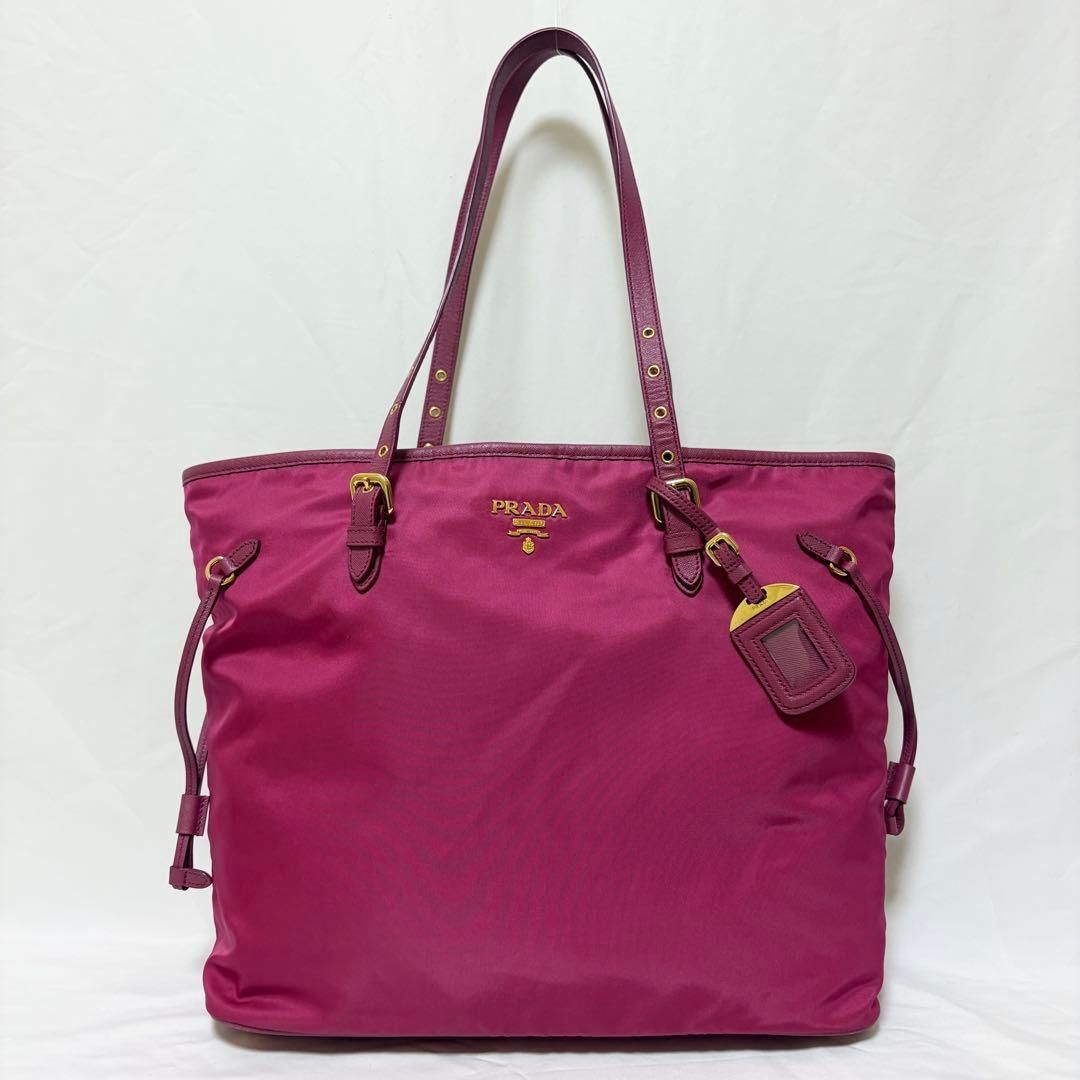 PRADA プラダ トートバッグ ナイロン レザー ピンク 良品
