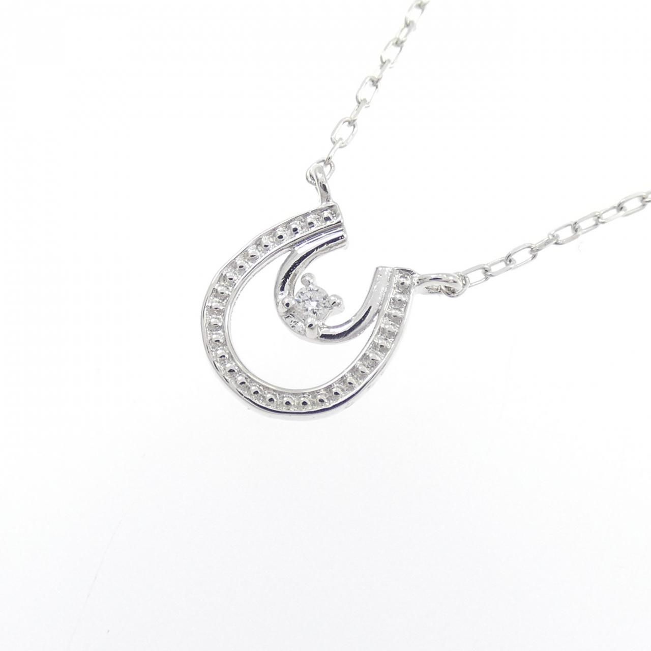 K10WG ホースシュー ダイヤモンド ネックレス 0.01CT