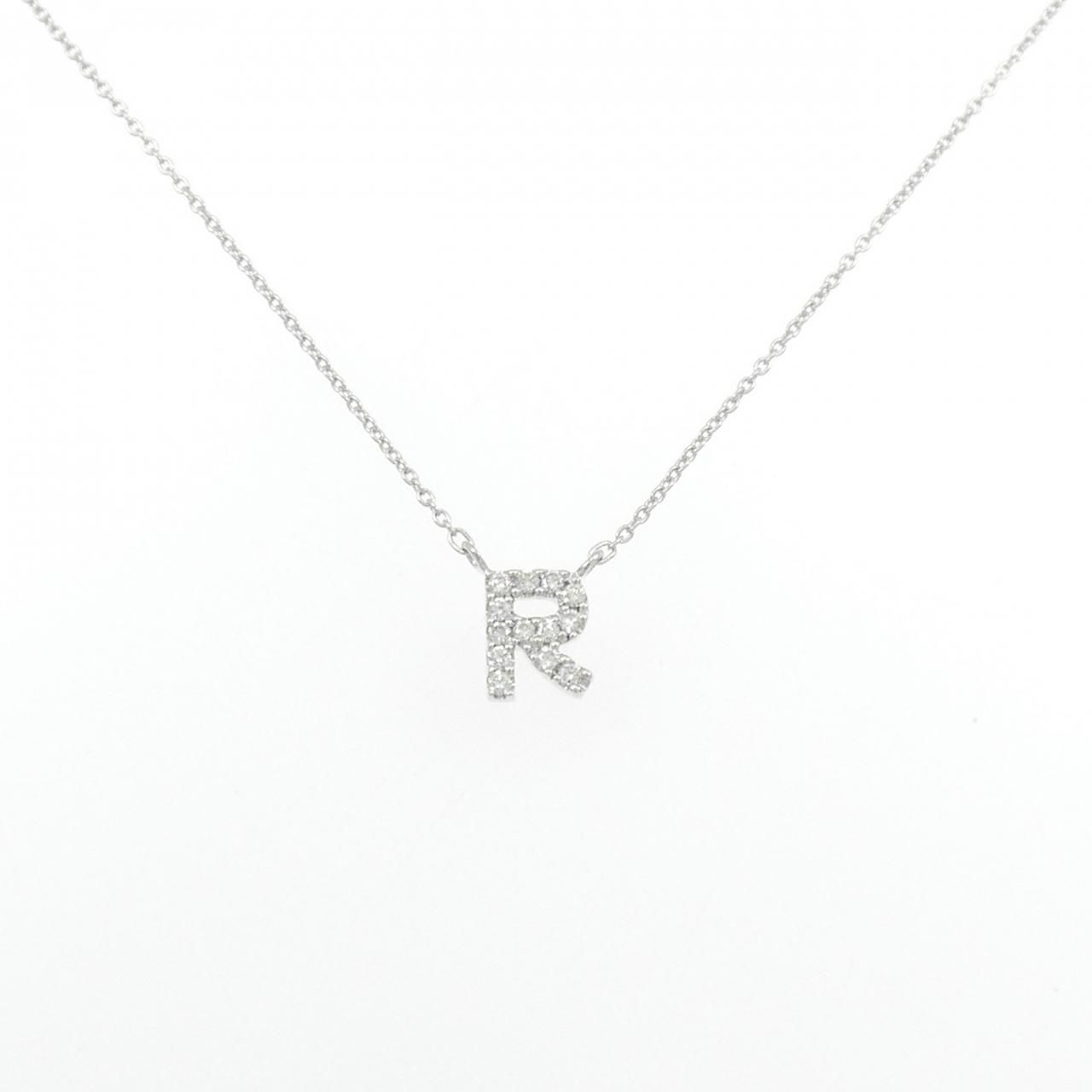 K10WG イニシャルR ダイヤモンド ネックレス 0.11CT